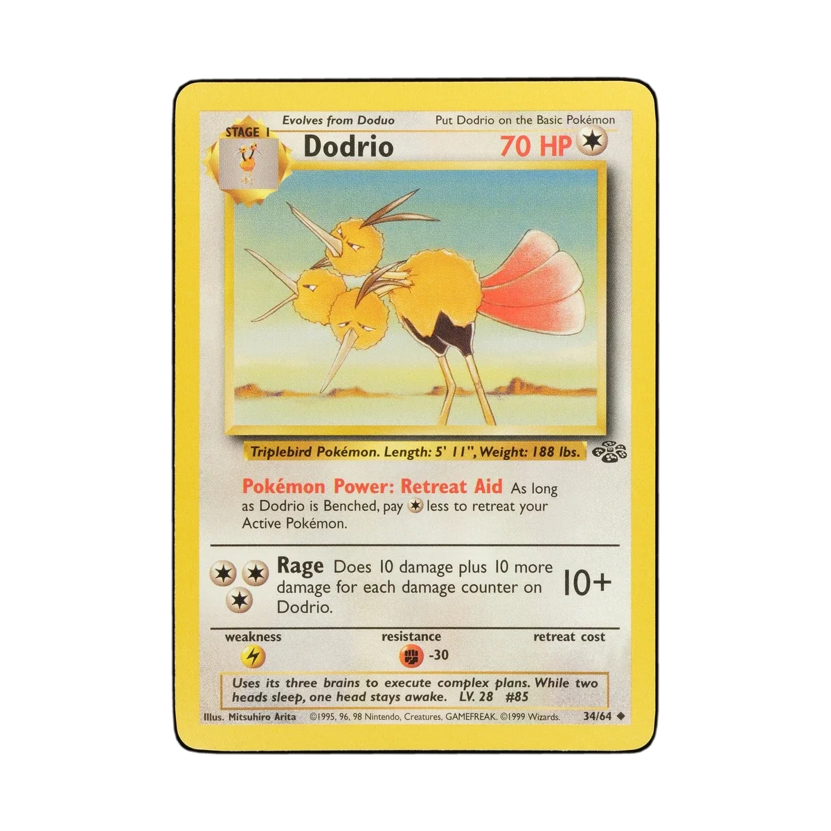 1995 dodrio pokemon card value 1997 Japan Jungle #85 TCG Graded 9 Mint Pokemon  Shields Stamps & Coins Colorless Incessant Peck (20+) Flip a coin until you get tails Dodrio [1st Edition] #34 Prices