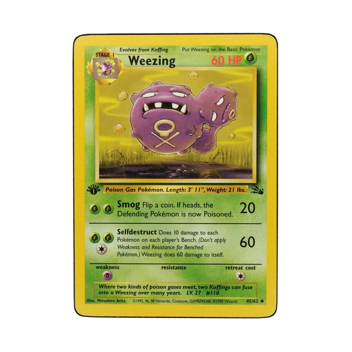 28950 | Fossil, 45/62, Weezing, 1st Edition | Ungraded